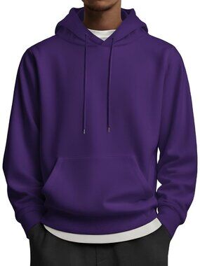 Coofandy Men's Purple Pullover Long Sleeve Drawstring Hooded Sweatshirts